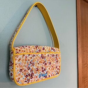 STAUD Yellow and Multicolor Beaded Shoulder Bag